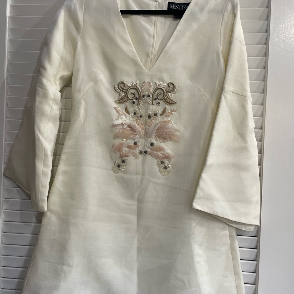 Mestiza Cream Embroidered Women's Dress